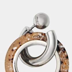 Burberry Caramel Marbled Resin SilverTone Double Grommet Earrings