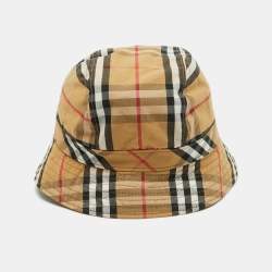 Pre Owned Burberry Beige Nova Checked Cotton Panama Hat S