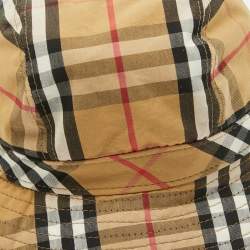 Pre Owned Burberry Beige Nova Checked Cotton Panama Hat S