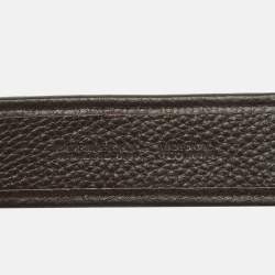 Pre Owned Burberry Beige/Dark Brown Beat Check Canvas and Leather Buckle Belt 95CM