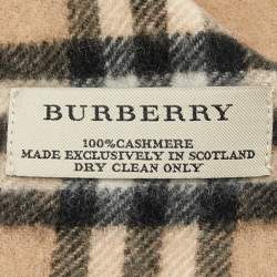 Pre Owned Burberry Vintage Beige Nova Check Wool Fringed Muffler