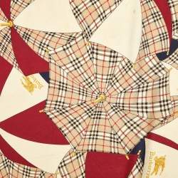 Pre Owned Burberrys' Vintage Burgundy Nova Check Umbrella Print Silk Scarf