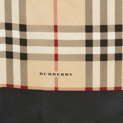 Pre Owned Burberry Beige Check Silk Satin Square Scarf