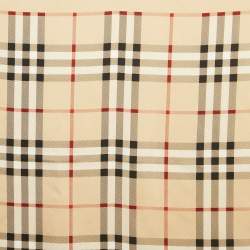 Pre Owned Burberry Beige Check Silk Satin Square Scarf