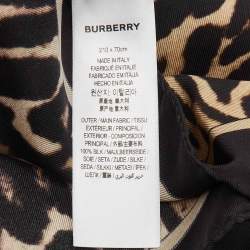 Pre Owned Burberry Beige Leopard & Snake Print Silk Checkered Scarf