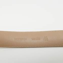 Pre Owned Burberry Beige Nova Check Coated Canvas Logo Plaque Belt 100 CM