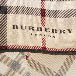 Pre Owned Burberry Beige Checked Silk Scarf