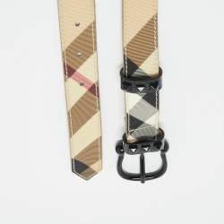 Pre Owned Burberry Beige Nova Check Coated Canvas Buckle Belt 100CM