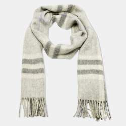 Pre Owned Burberry Grey Nova Check Cashmere Fringed Muffler