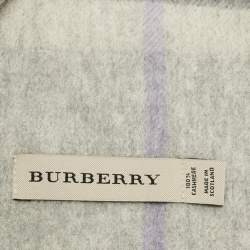 Pre Owned Burberry Grey Nova Check Cashmere Fringed Muffler