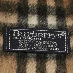 Pre Owned Burberry Vintage Brown Tartan Check Wool Fringed Muffler