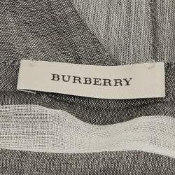 Pre Owned Burberry Black/Cream Checked Wool & Silk Stole