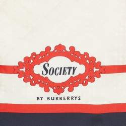 Pre Owned Burberry White/Blue Silk Archive Society Print Square Scarf
