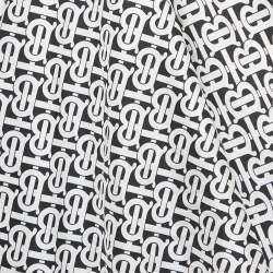 Pre Owned Burberry Black TB Monogram Silk Reversible Scarf