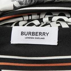 Pre Owned Burberry Black TB Monogram Silk Reversible Scarf