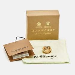 Pre Owned Burberry Resin Gold Tone Ring Size 52