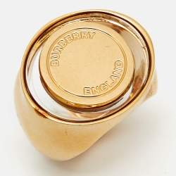 Pre Owned Burberry Resin Gold Tone Ring Size 52