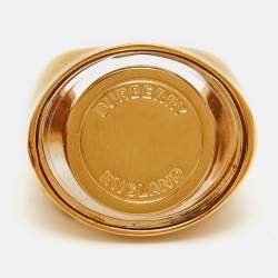 Pre Owned Burberry Resin Gold Tone Ring Size 52