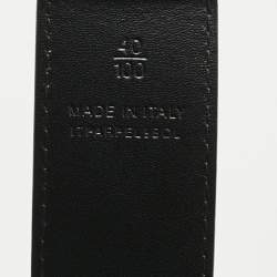 Pre Owned Burberry Dark Charcoal Check Coated Canvas Logo Plaque Buckle Belt 100 CM