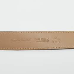 Pre Owned Burberry Beige Nova Check Coated Canvas Logo Plague Belt 100CM