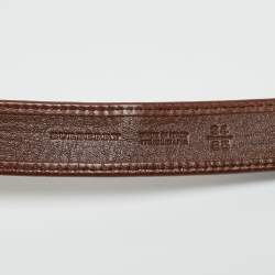 Pre Owned Burberry Brown House Check Canvas and Leather Logo Plague Belt 85CM