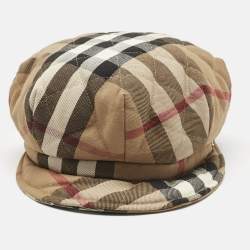Pre Owned Burberry Brown Nova Check Cotton Newsboy Hat L