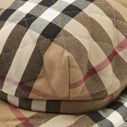 Pre Owned Burberry Brown Nova Check Cotton Newsboy Hat L