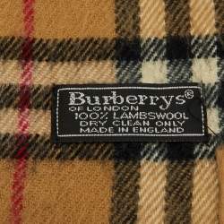Pre Owned Burberry Vintage Beige Check Wool & Angora Scarf