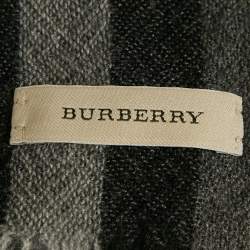 Pre Owned Burberry Grey Checks Wool Scarf