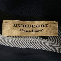 Pre Owned Burberry Blue Checks Silk Scarf 