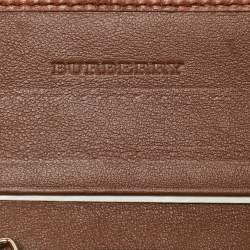 Pre Owned Burberry Brown/Beige Haymarket Fabric and Leather Key Holder