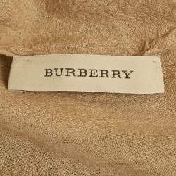 Pre Owned Burberry  Beige Nova Check Pattern Linen & Wool Shawl