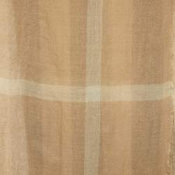 Pre Owned Burberry  Beige Nova Check Pattern Linen & Wool Shawl