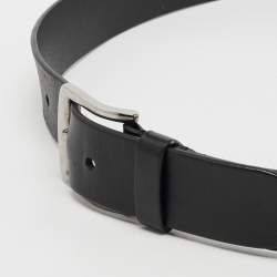 Pre Owned Burberry Black Leather Buckle Belt 90CM