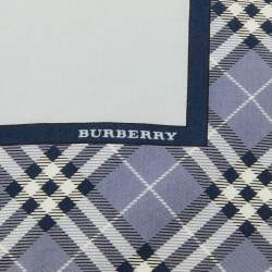 Pre Owned Burberry Blue Checked Cotton Handkerchief