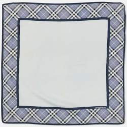 Pre Owned Burberry Blue Checked Cotton Handkerchief
