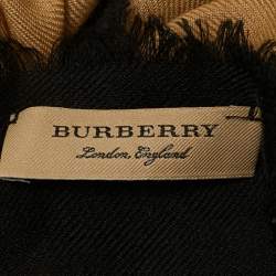 Pre Owned Burberry Beige/Black Printed Cashmere Square Scarf