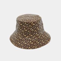 Pre Owned Burberry Brown TB Monogram Cotton Polyurethane Bucket Hat S