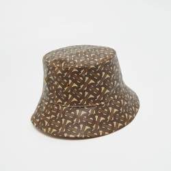 Pre Owned Burberry Brown TB Monogram Cotton Polyurethane Bucket Hat S