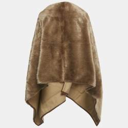 Pre Owned Burberry Brown Faux Fur Leather Pocket Stole 