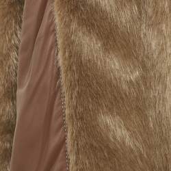 Pre Owned Burberry Brown Faux Fur Leather Pocket Stole 