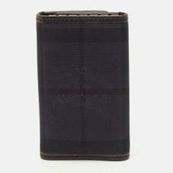مملوكة مسبقًا Burberry 6 Key Case Holder Black/Navy Blue Haymarket Nylon and Leather
