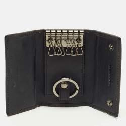 مملوكة مسبقًا Burberry 6 Key Case Holder Black/Navy Blue Haymarket Nylon and Leather