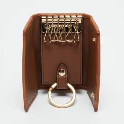مملوكة مسبقًا Burberry Key Holder Beige/Brown Haymarket Check Canvas and Leather
