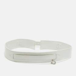 Pre Owned Burberry 100 CM Buckle Belt White Leather