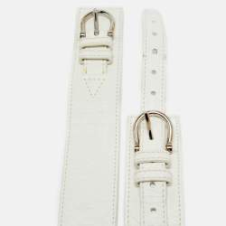 Pre Owned Burberry 100 CM Buckle Belt White Leather