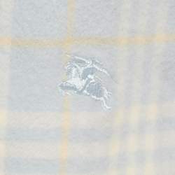 مملوكة مسبقًا Burberry Blue Checked Wool Fringed Scarf