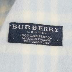 مملوكة مسبقًا Burberry Blue Checked Wool Fringed Scarf