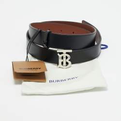 Pre Owned Burberry TB S Buckle Belt Black Leather
