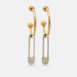 مملوكة مسبقًا Burberry Kilt Pin Two Tone Metal Tube Hoop Earrings